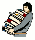 logo, our aesop carrying a pile of books